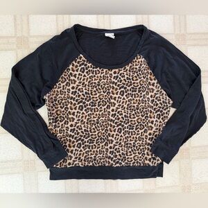 Victoria's Secret PINK Animal Print Black Long Sleeve Top L Large